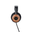 Grado GS1000 Classic Series Open-Back Headphones, Mahogany, side profile of a single earcup with the model badge and mahogany housing facing camera