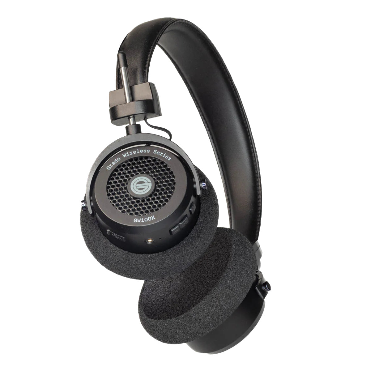Grado GW100x Wireless Open-Back Headphones, Black, three-quarter diagonal view