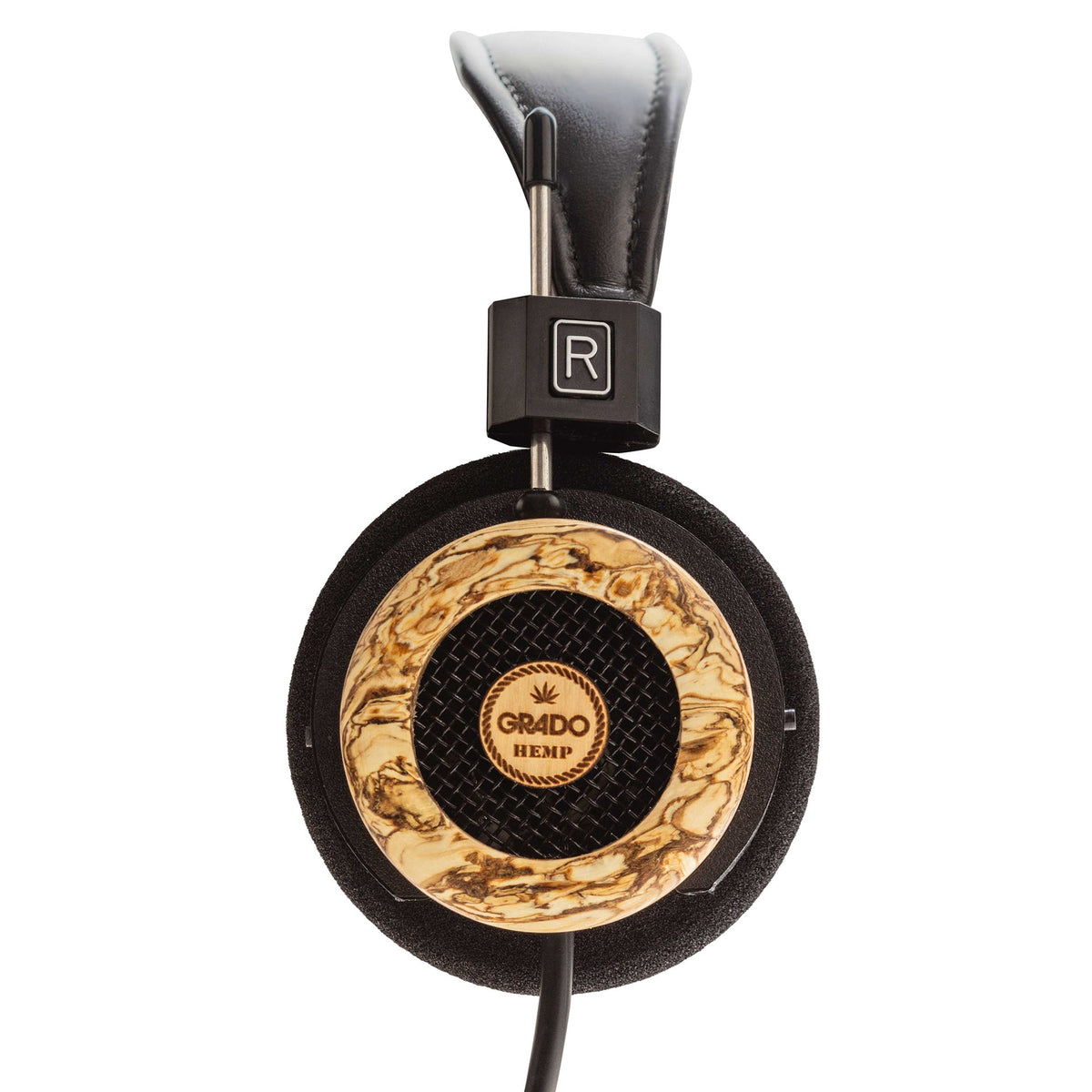 Grado Hemp Classic Series Open-Back Headphones, Hemp and Maple, hempwood earcup close-up