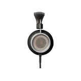 Grado Signature HP100 SE Open-Back Headphones, Space Grey, side profile of a single earcup with the model badge facing camera