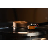 Grado Master4 cartridge tracking vinyl record, American Osage wood body visible