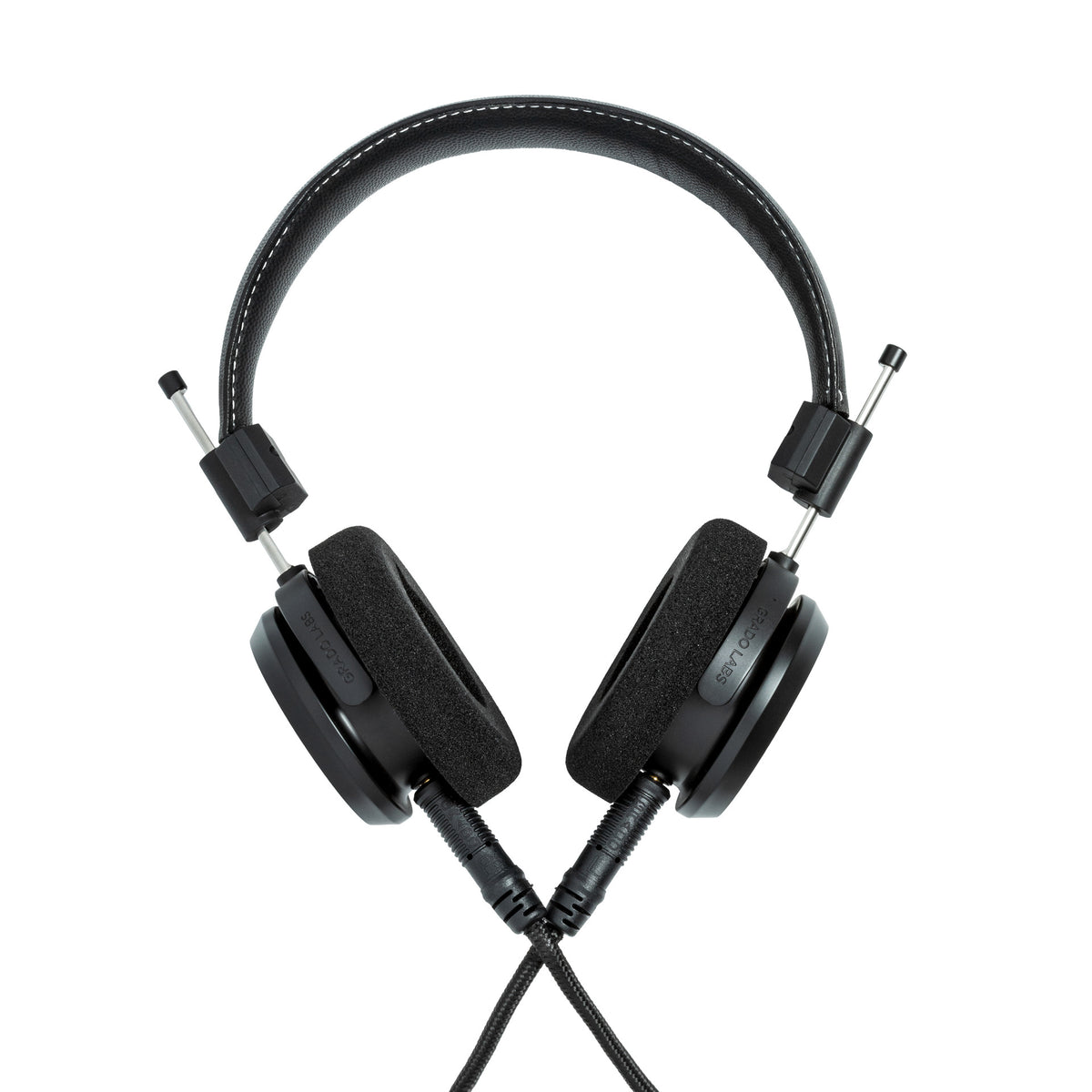 Grado Signature S150 Open-Back Headphones, Matte Black, cushion side of both earcups with the F cushions facing camera