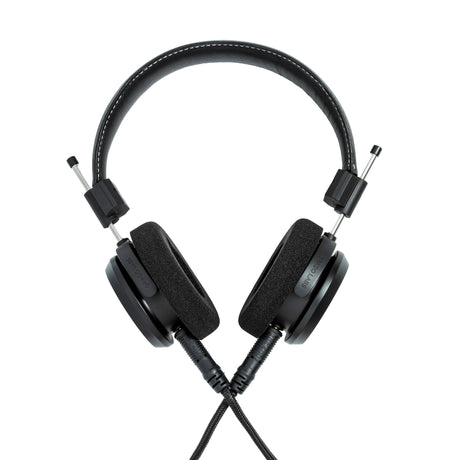 Grado Signature S150 Open-Back Headphones, Matte Black, cushion side of both earcups with the F cushions facing camera