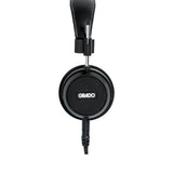 Grado Signature S150 Open-Back Headphones, Matte Black, side profile of a single earcup with the Grado badge facing camera
