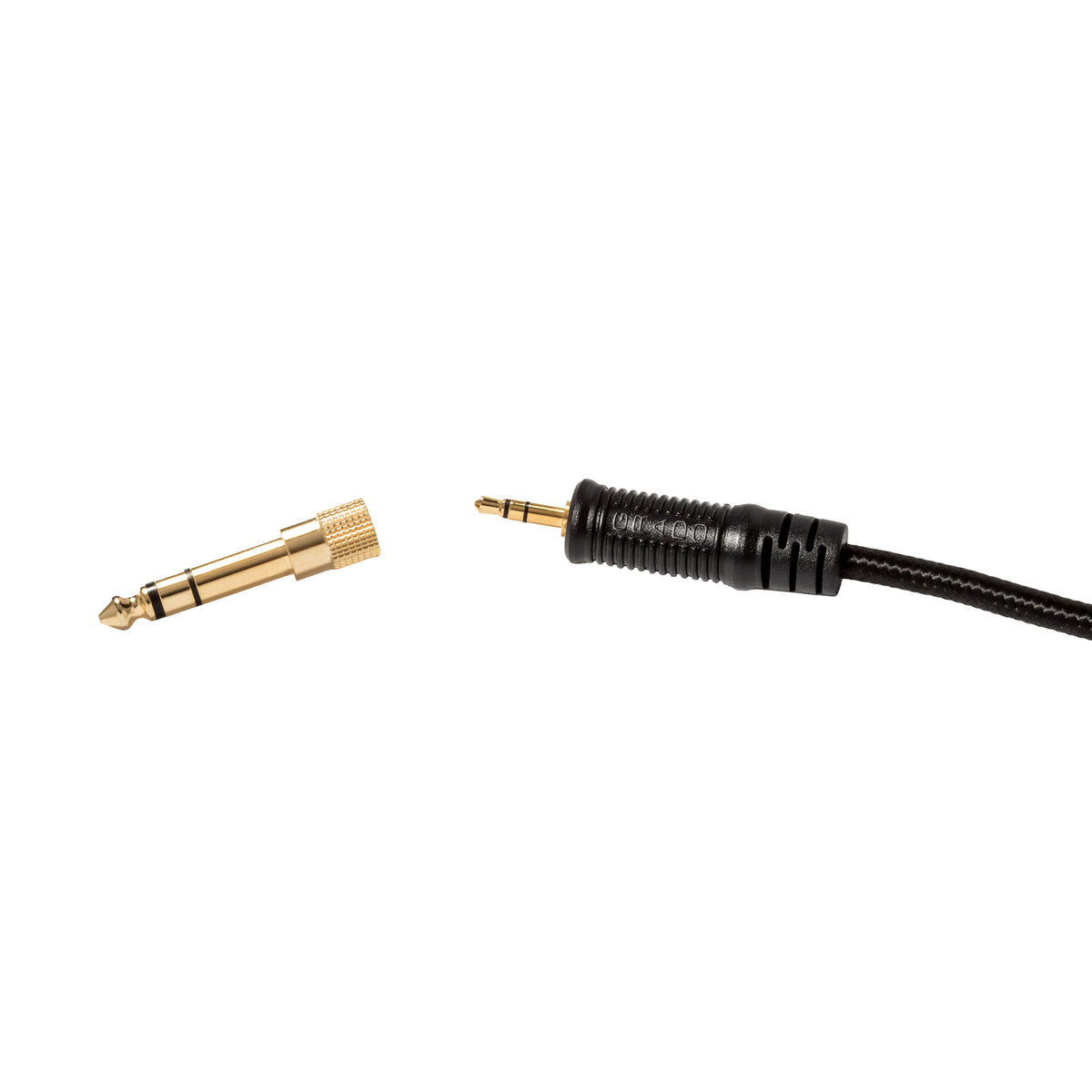 Grado Signature S550 Open-Back Headphones, Brazilian Walnut, cable plug and 6.3mm adapter close-up