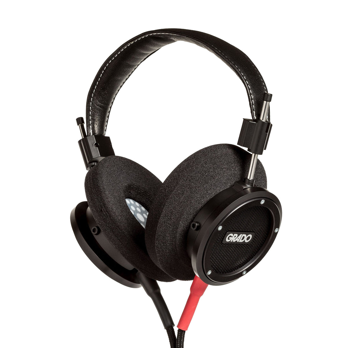 Grado Signature S750 Open-Back Headphones, Black Aluminum, three-quarter view with both cups tilted forward