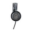Grado SR325 Classic Series Open-Back Headphones, Black, side profile of a single earcup with the model badge and silver mesh grille