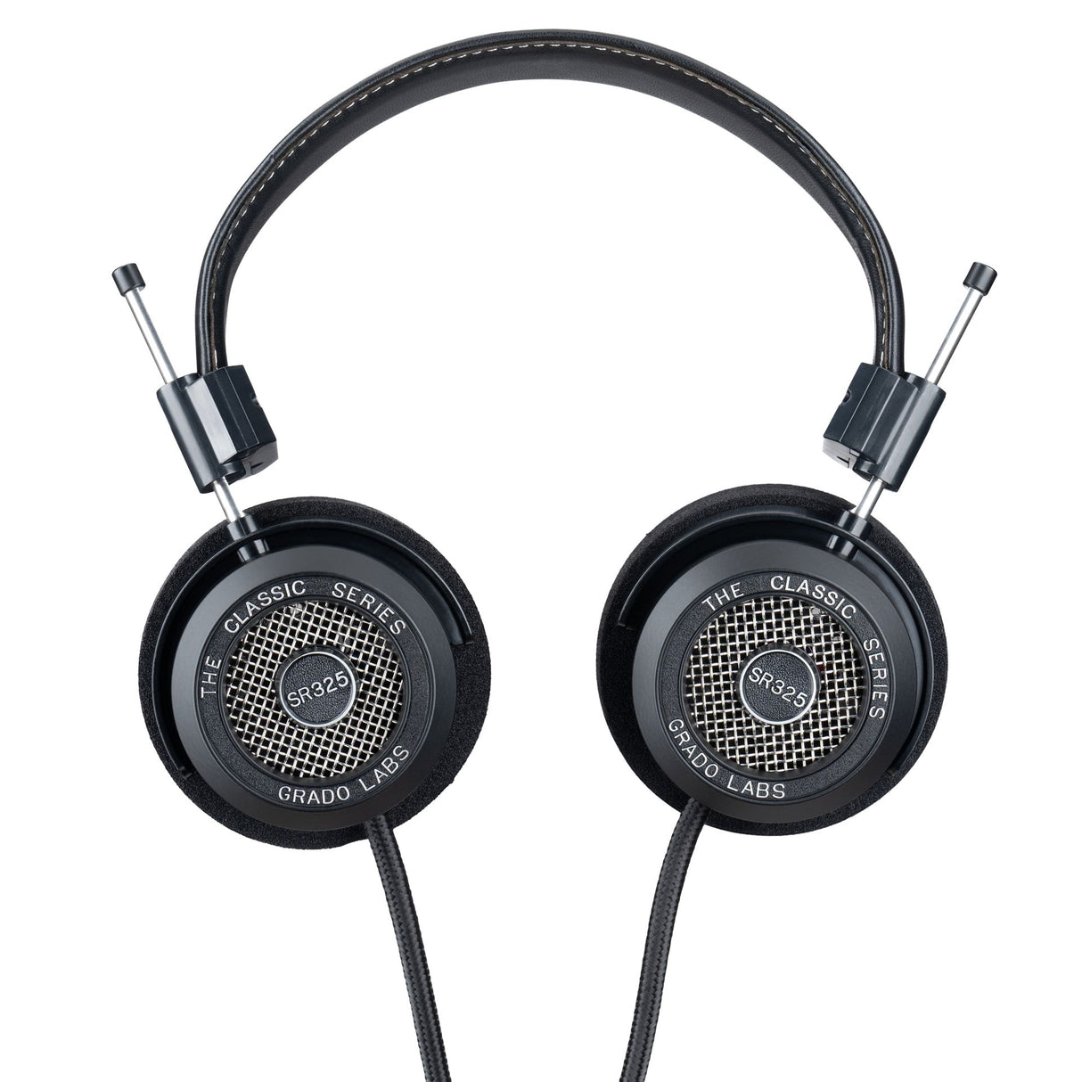 Grado SR325 Classic Series Open-Back Headphones, Black, front view of both earcups