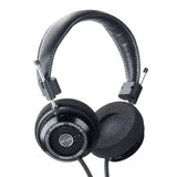 Grado SR325 Classic Series Open-Back Headphones, Black, angled view of aluminum housing