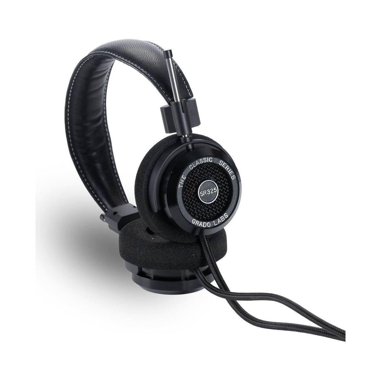 Grado SR325 Classic Series Open-Back Headphones, Black, three-quarter diagonal view