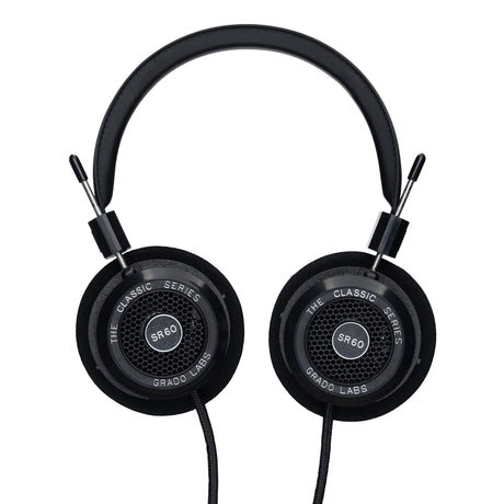 Grado SR60 Classic Series Open-Back Headphones, Black, front view of both earcups