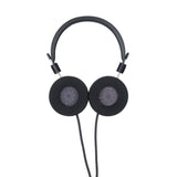 Grado SR80 Classic Series Open-Back Headphones, Black, both driver grilles seen through the F cushions
