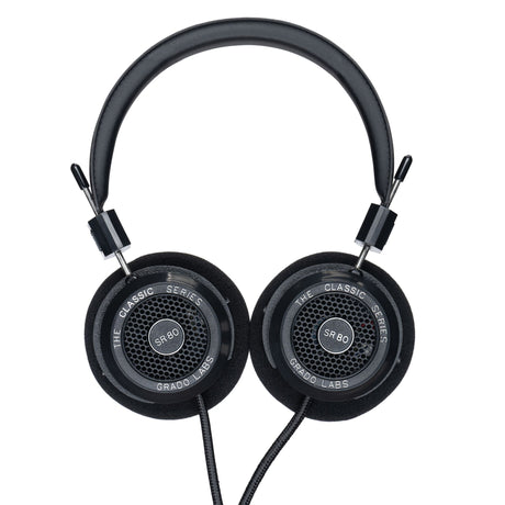Grado SR80 Classic Series Open-Back Headphones, Black, front view of both earcups