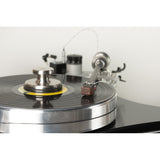 Grado Statement4 cartridge on silver turntable, clean studio shot