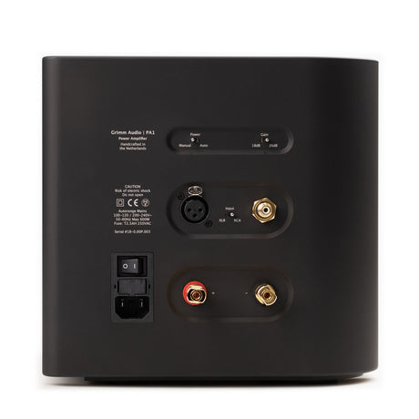 Grimm Audio PA1 rear panel with balanced XLR and RCA inputs