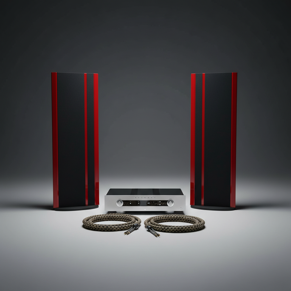 Mike's $19,500 HiFi System featuring Magnepan 3.7x planar magnetic speakers, Primare I35 Prisma integrated amplifier in titanium, and ViaBlue SC-6 Air speaker cables in a professional studio setting