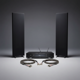Magnepan 1.7x planar magnetic speakers flanking a Primare I15 Prisma MK2 amplifier with ViaBlue SC-4 speaker cables in a dark studio setting