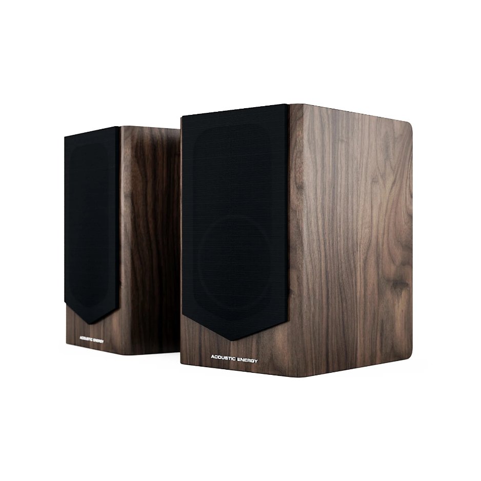 Acoustic Energy AE500 Bookshelf Speaker walnut pair with grill
