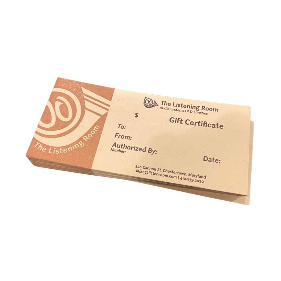 Listening Room Gift Card Close up no BG