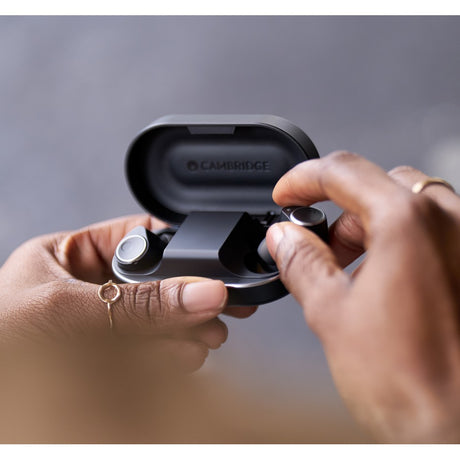 Cambridge Audio M100 charging case with Qi wireless charging