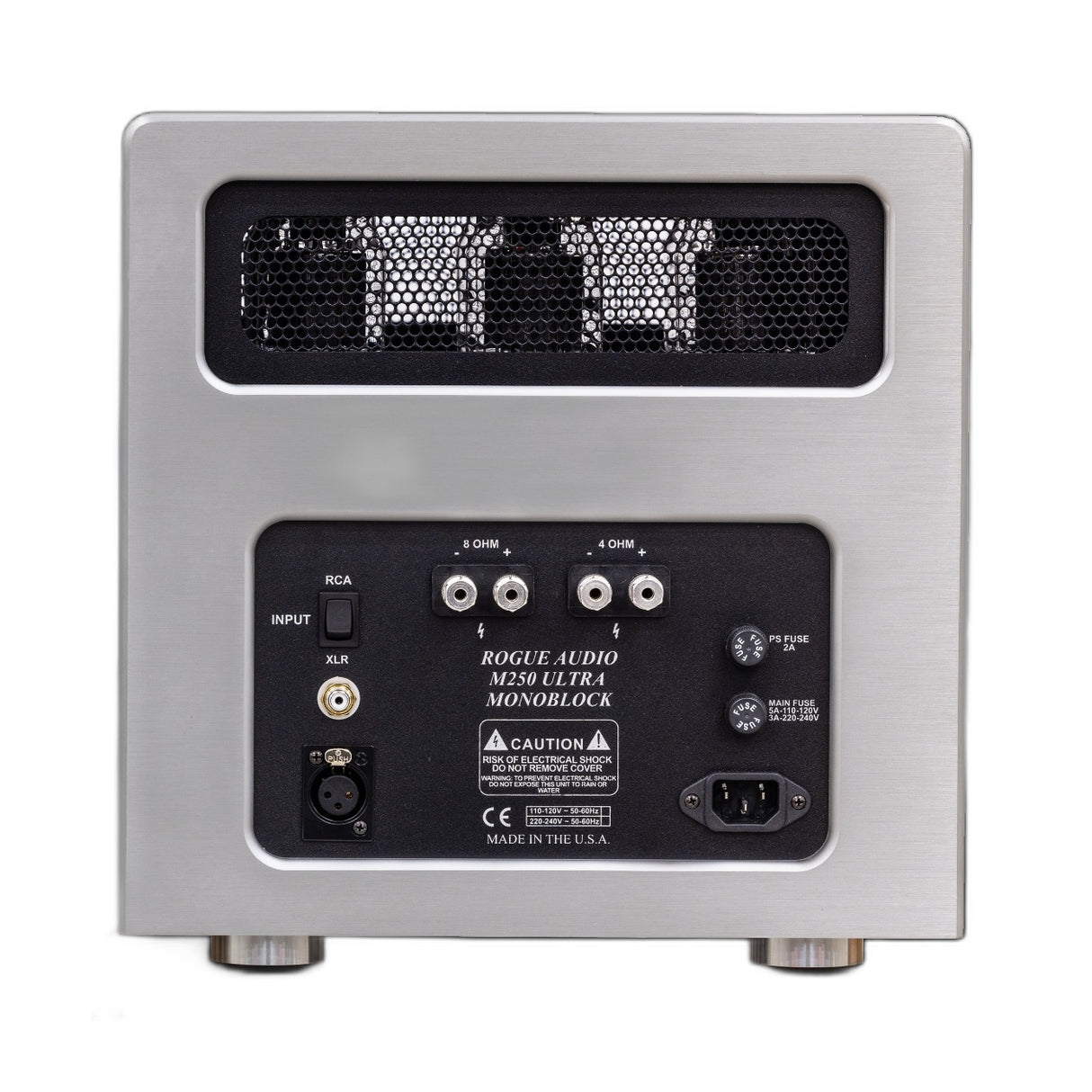 Rogue Audio M-250 Ultra Monoblock Amplifier rear panel connections