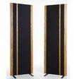Magnepan 3.7i Planar Magnetic Speakers, Black fabric with Natural Oak trim, front view of stereo pair