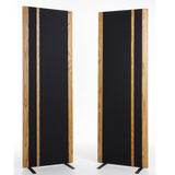 Magnepan 3.7i Planar Magnetic Speakers, Black fabric with Natural Oak trim, front view of stereo pair