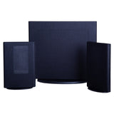 Magnepan Mini Maggie System X, Black, front view of the two satellites and bass panel