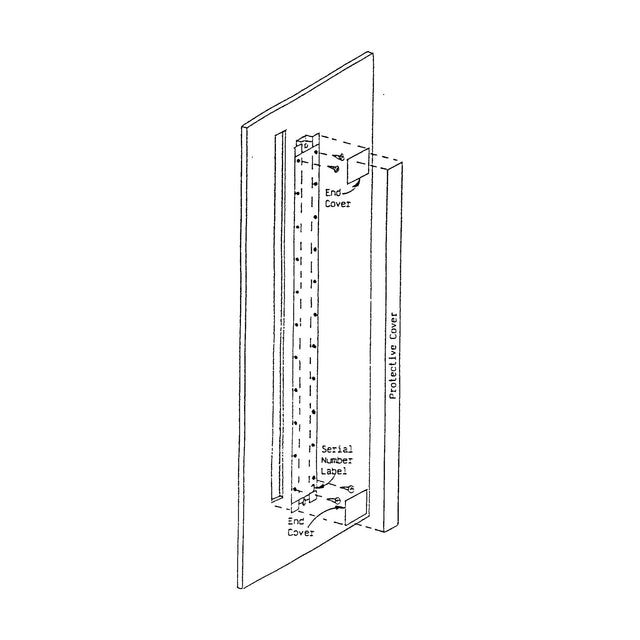 Magnepan ribbon tweeter replacement diagram showing the tweeter strip, end covers and serial number label