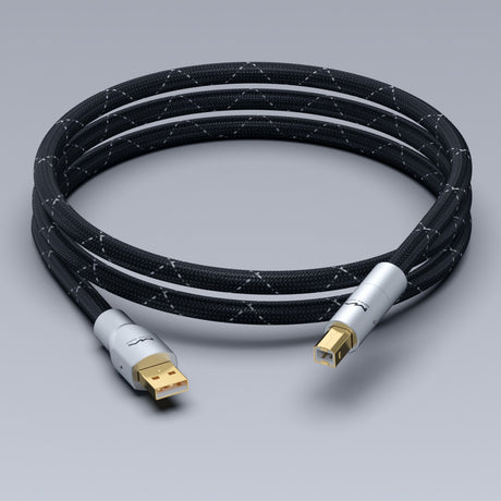 Matrix Audio OCC USB 2.0 Audio Cable, A to B, coiled three-quarter view