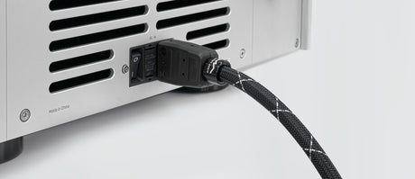 Matrix Audio OFC power cable IEC C13 connector plugged into amplifier rear panel