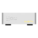 Matrix Audio SU-1 USB Isolation Switcher, Silver, straight-on front view with the selector button and input and output LEDs