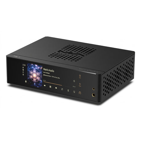 Matrix Audio TS-1 Music Streamer, Black, front view with display