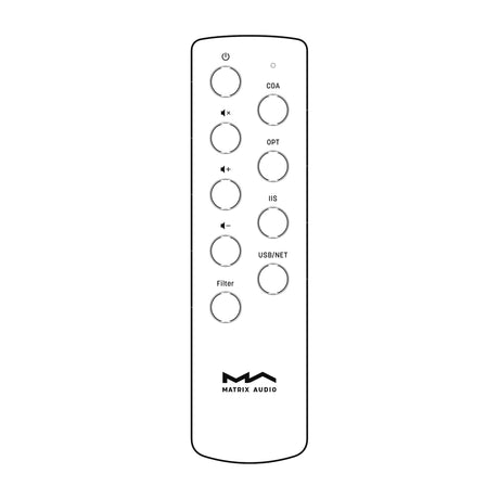 Matrix Audio RM3B Remote Control, front view button layout diagram