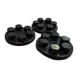 Michell Feet Inserts for TecnoDec, Revolv & Gyro (Set of 3), Black, three-quarter view of all three inserts