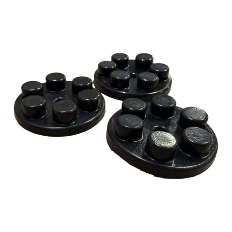 Michell Feet Inserts for TecnoDec, Revolv & Gyro (Set of 3), Black, three-quarter view of all three inserts