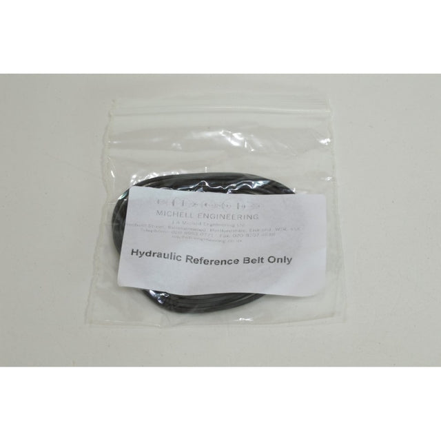 Michell Hydraulic Reference Drive Belt, in Michell Engineering packaging, front view of label