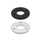 Michell Rega Arm Spacer Turntable Accessory, Black and Silver, three-quarter view of both finishes together