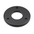 Michell Rega Arm Spacer Turntable Accessory, Black, three-quarter view showing the 3-bolt hole pattern