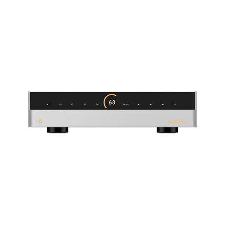 Matrix Audio MP-1 Flagship Preamplifier straight-on front view with display