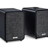 Ruark Audio MR1 MK3 Desktop Speaker System in Satin Charcoal, three-quarter view with RotoDial top control visible