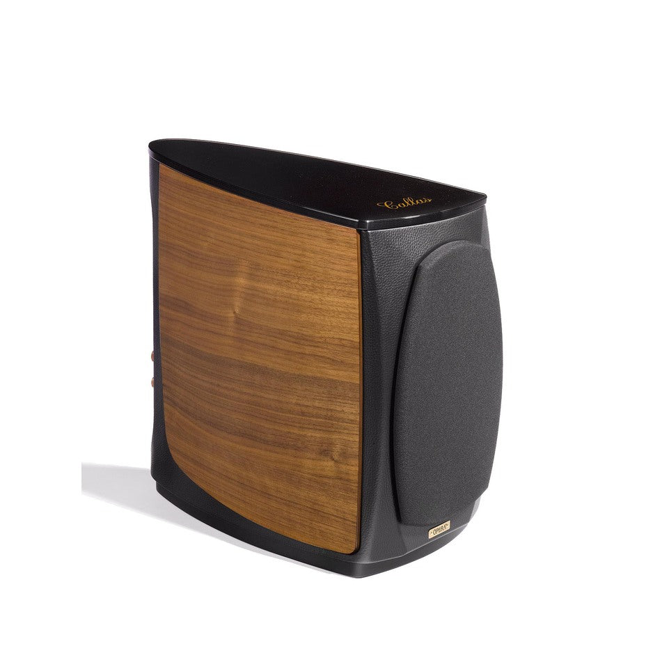 Opera Callas Bookshelf Speakers Walnut with magnetic grille fitted