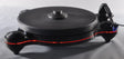 Oracle Audio Origine Mk2 Turntable, Black plinth with Neon Red acrylic insert, three-quarter view