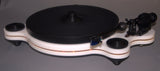 Oracle Audio Origine Mk2 Turntable, White plinth with Transparent Yellow acrylic insert, three-quarter view