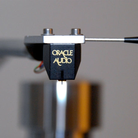 Oracle Audio Corinth phono cartridge front view with stylus