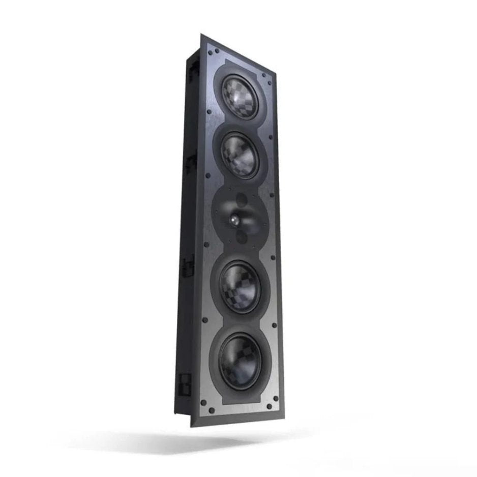 Perlisten S7i On Wall Speaker Frame with mounted sopeaker angled view