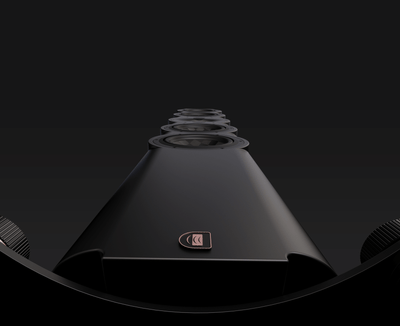 Perlisten S7t tower speaker showing CNC-machined aluminum waveguide and cabinet construction detail