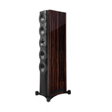 Perlisten S7t tower speaker in High Gloss Ebony finish, showing the full speaker with DPC-Array drivers and ebony wood grain veneer