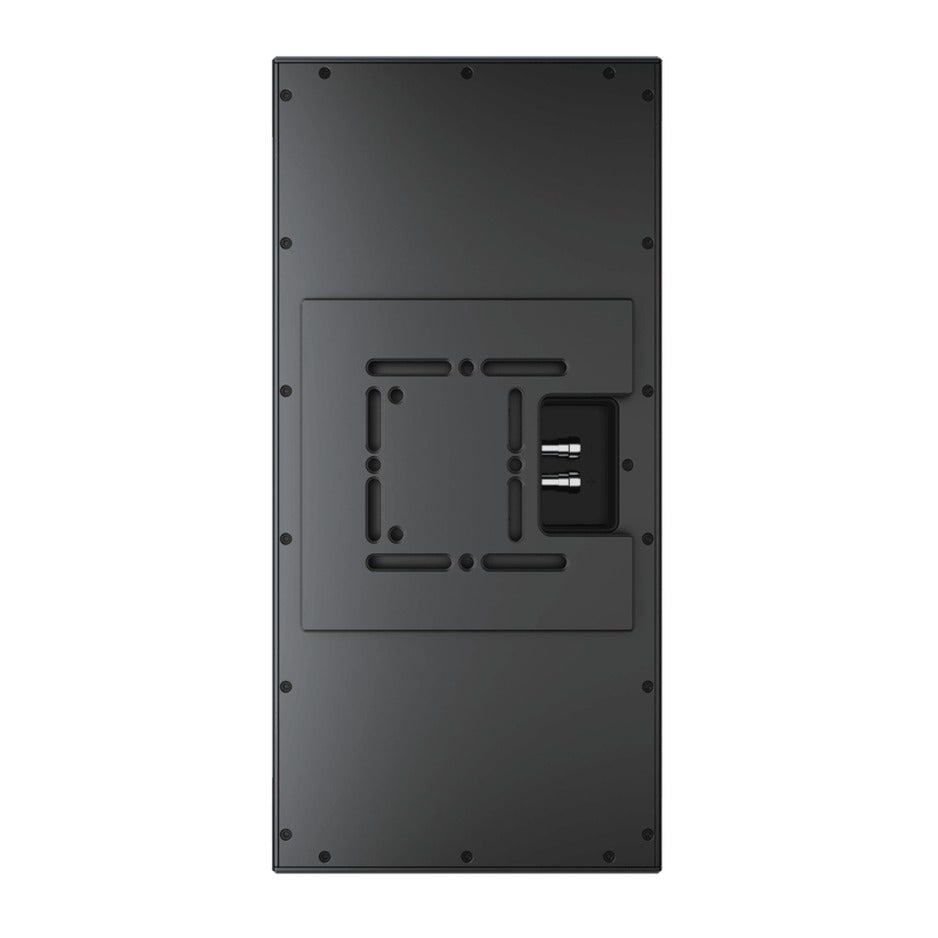 Perlisten X3w rear panel showing wall mount plate and binding posts
