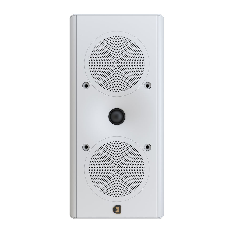 Perlisten X3w On-Wall Speaker, Satin White, front view in vertical orientation